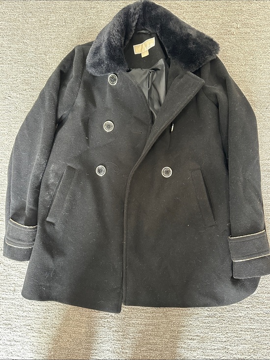 Michael Kors Other - girls size 14 Black Double-Breasted Wool Coat with Faux Fur Collar